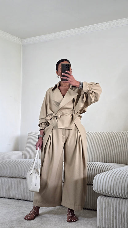 Ensemble signature ceinturé – beige sable