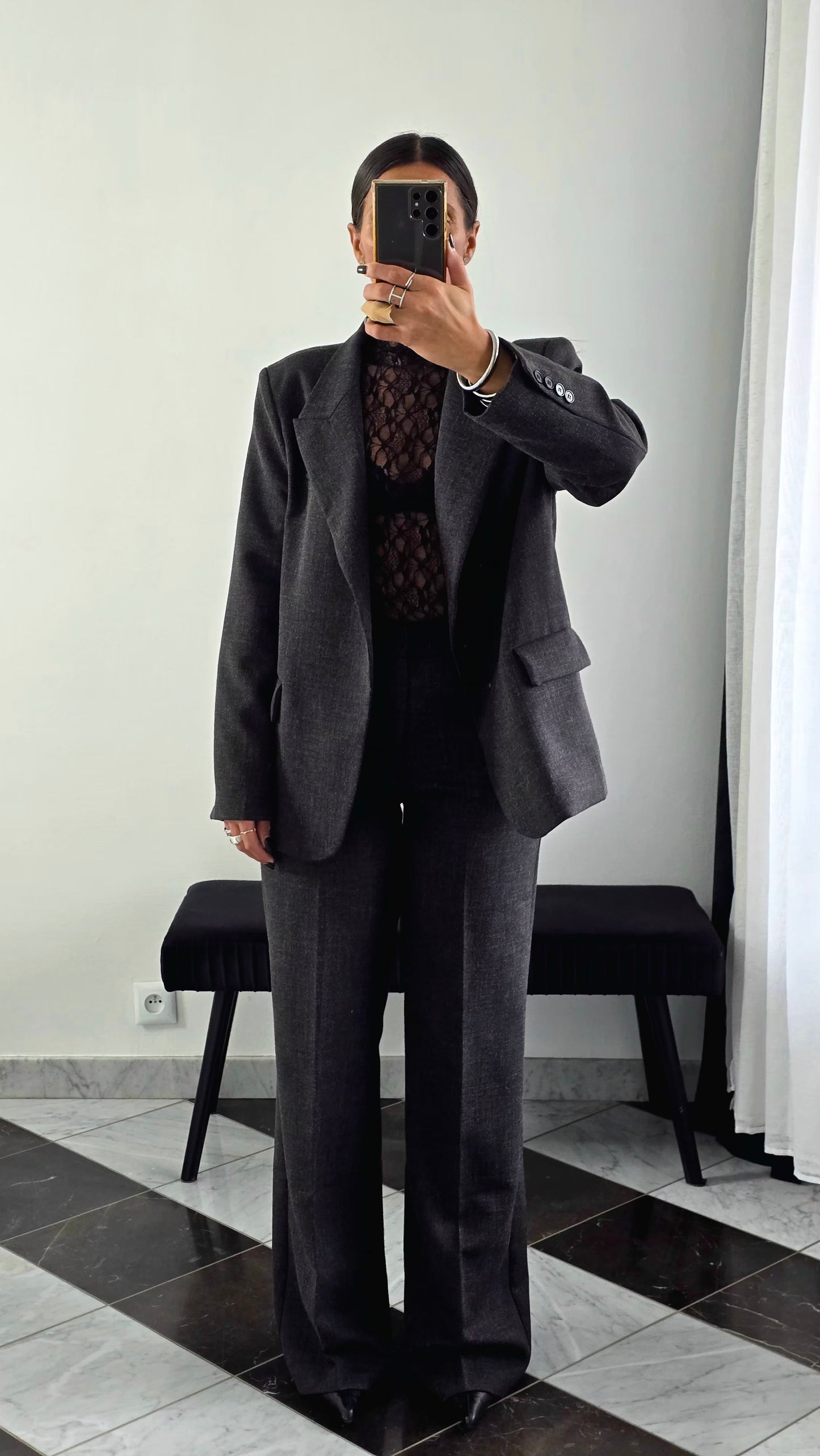 Pantalon Tailoring Droit – Gris Anthracite Chiné