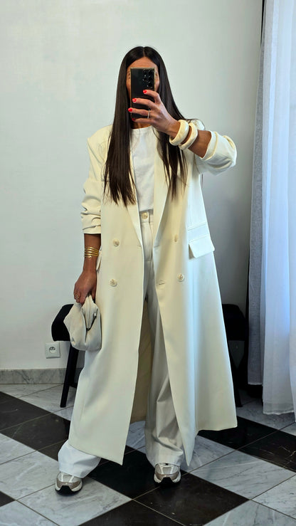 Blazer long oversize écru – coupe signature SOÉLA