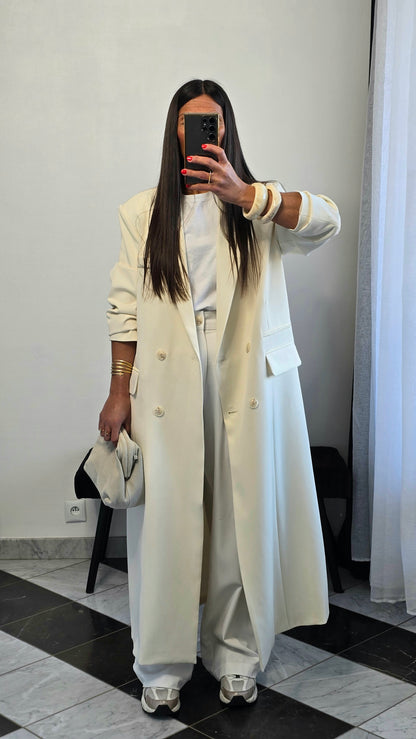 Blazer long oversize écru – coupe signature SOÉLA