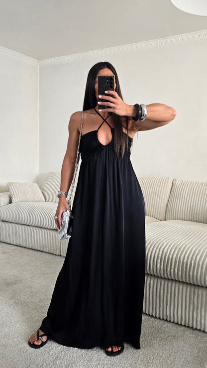 Robe longue dos nu -  noir