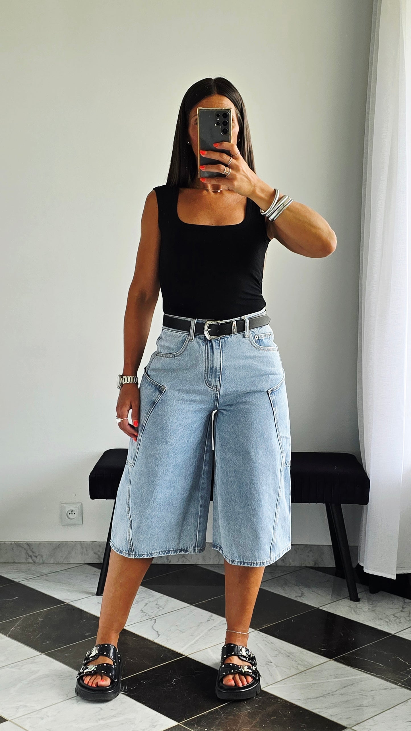 Bermuda en jean large - Coupe cargo