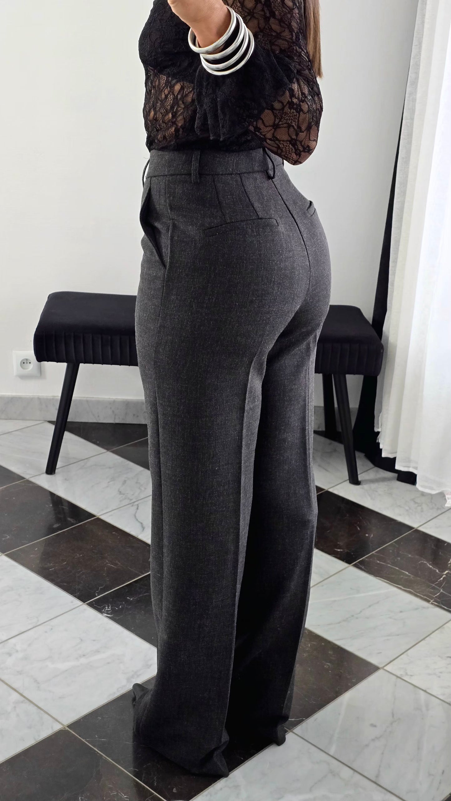 Pantalon Tailoring Droit – Gris Anthracite Chiné