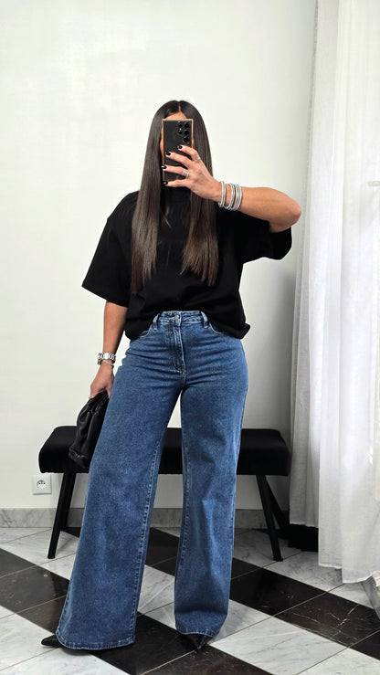T-shirt à épaulettes noir en coton épais