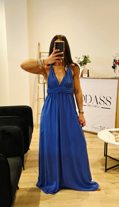Robe dos nu en viscose – Bleu royal
