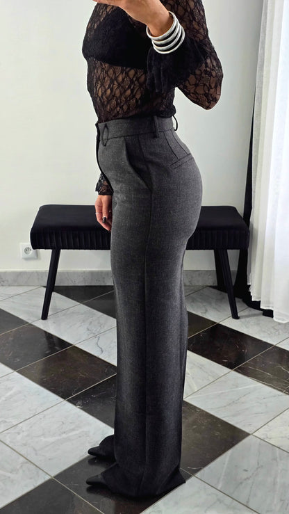 Pantalon Tailoring Droit – Gris Anthracite Chiné