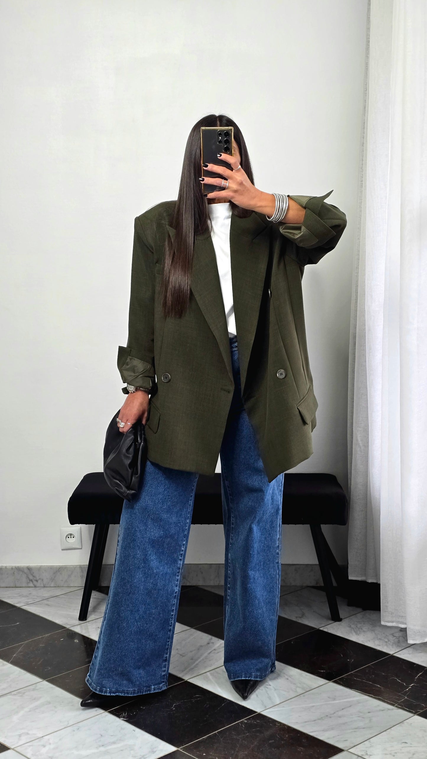 Blazer oversize vert feuille