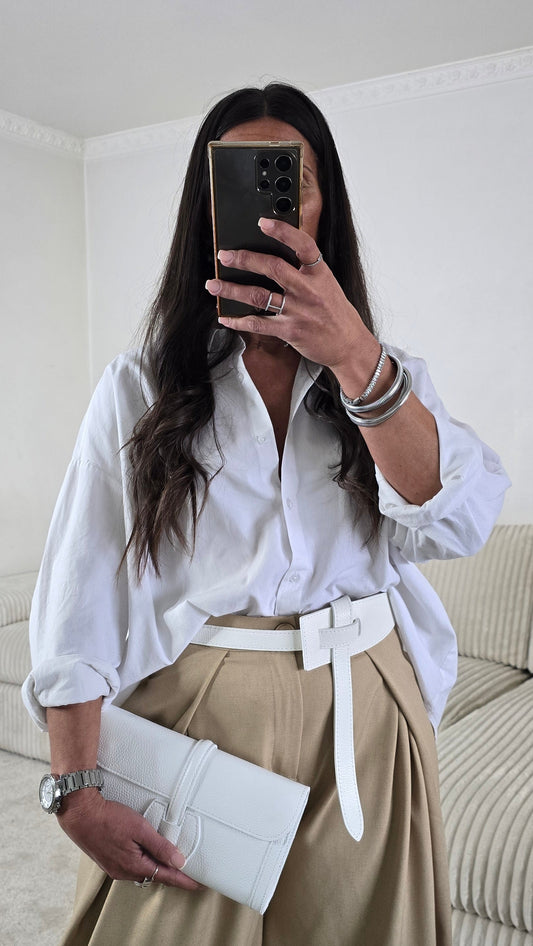 Pochette en cuir grainé – Blanc