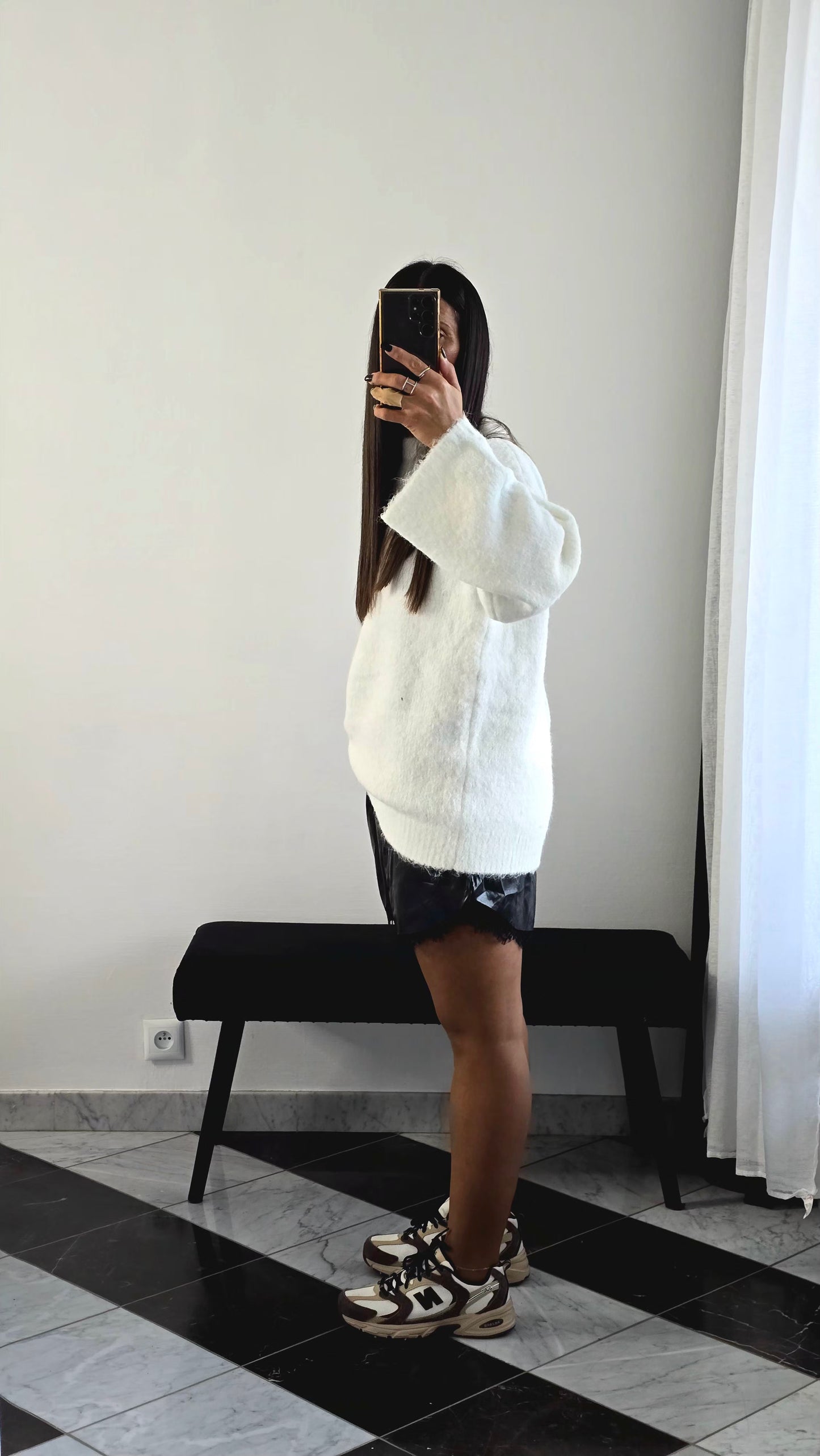 Short Simili & Dentelle Intégrée Noir – Taille Élastique