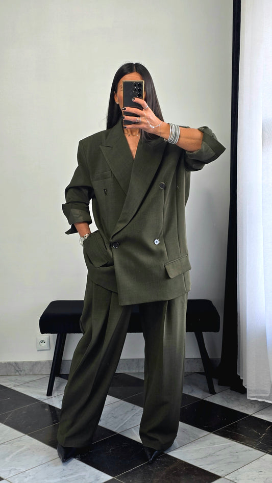 Pantalon wide leg vert feuille