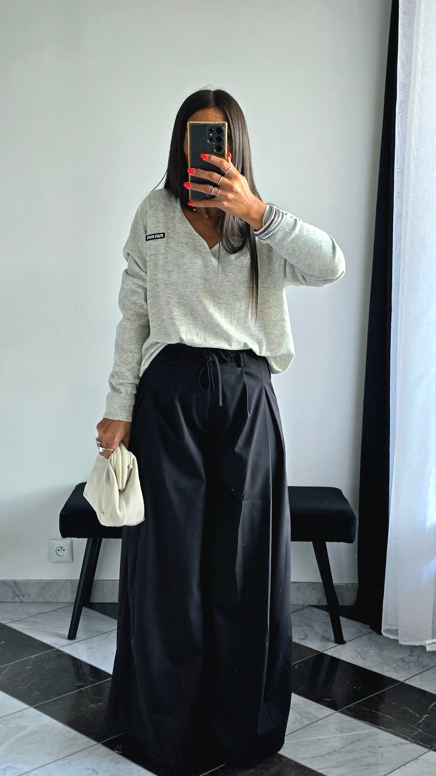 Sac pochette rigide – Écru