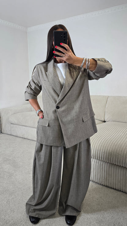 Blazer tailleur oversize taupe