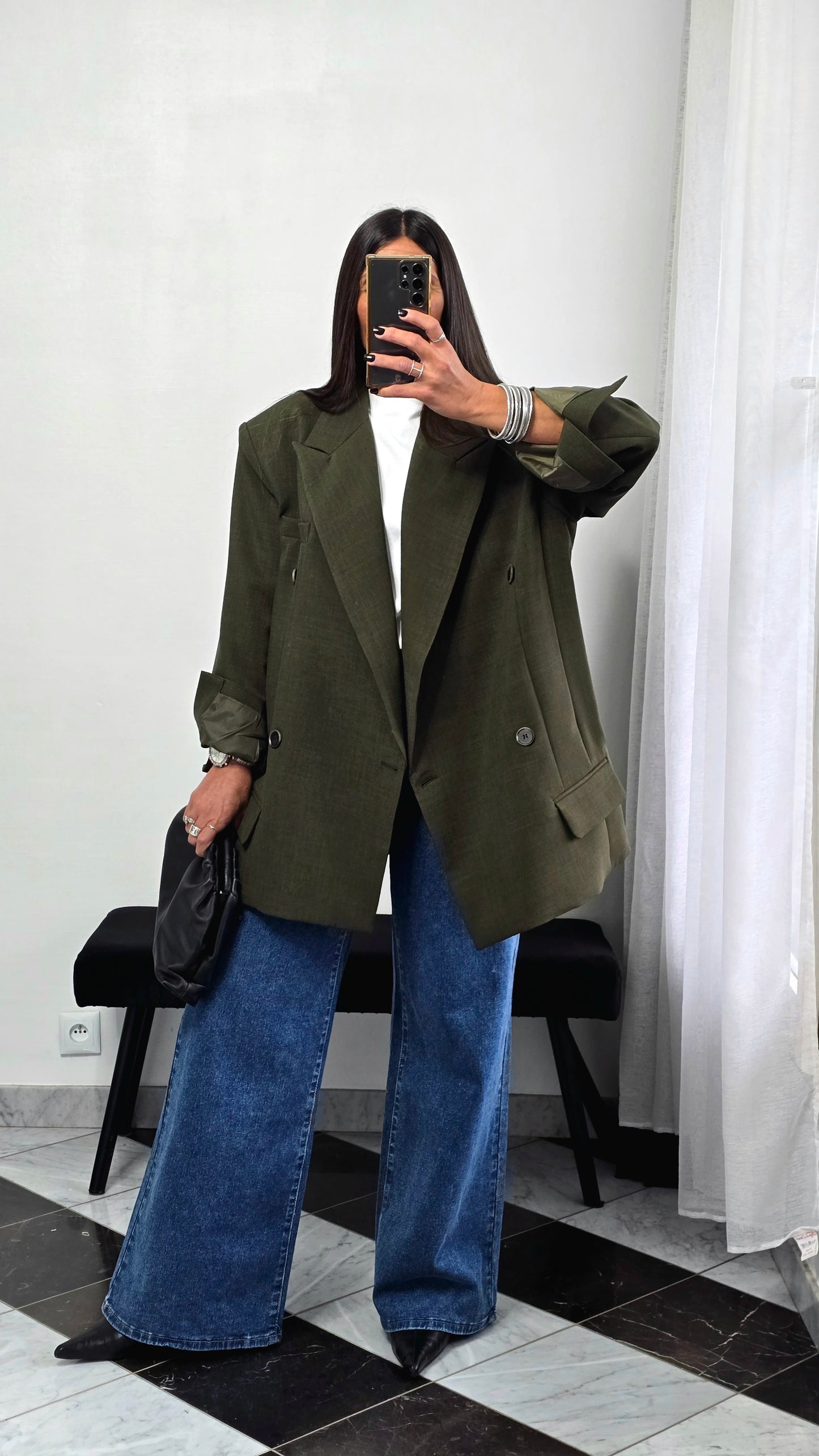 Blazer oversize vert feuille