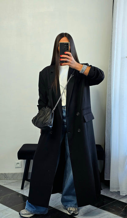 Blazer long oversize noir – coupe signature SOÉLA