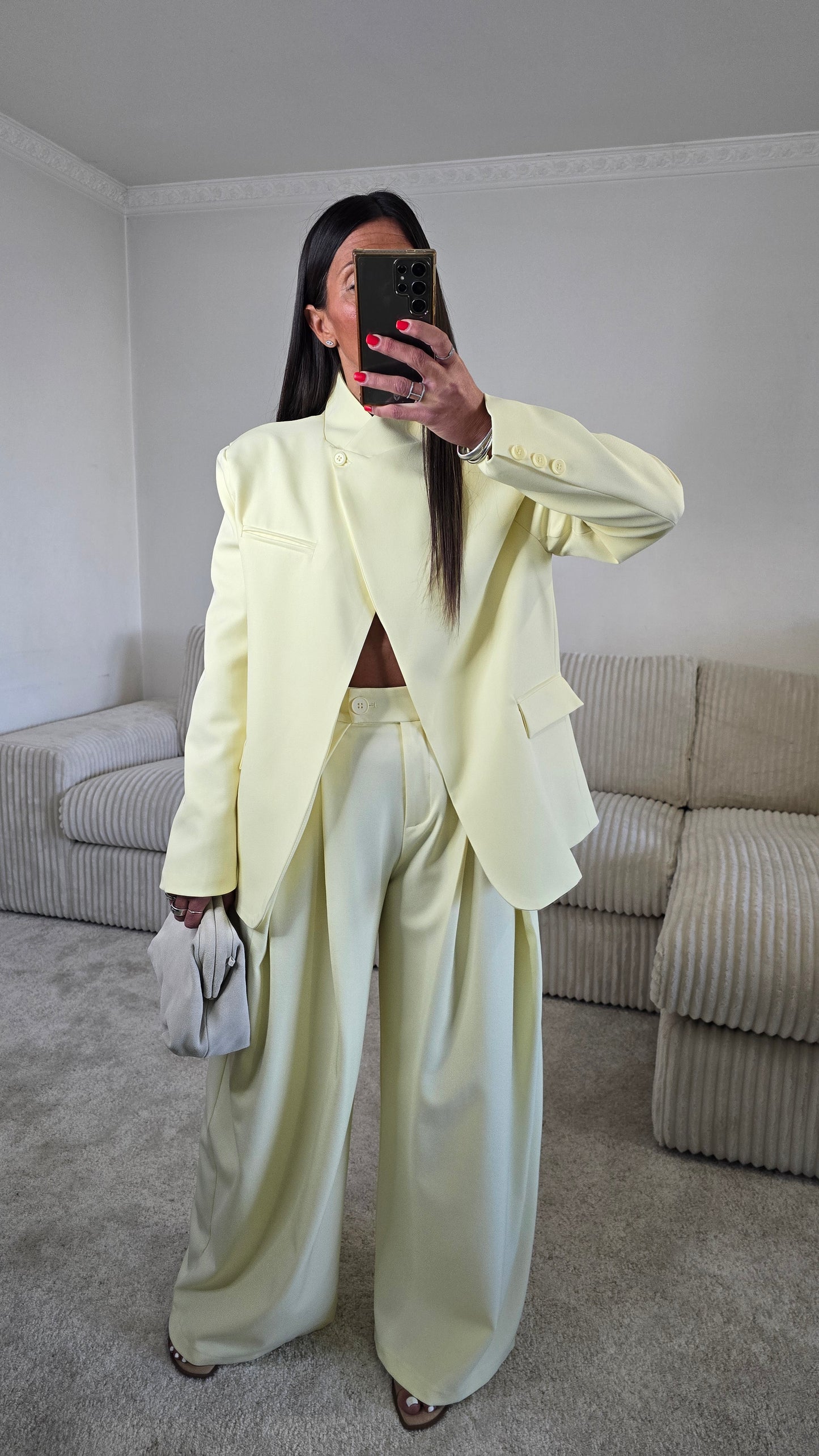 Pantalon tailoring large – jaune beurre lumineux