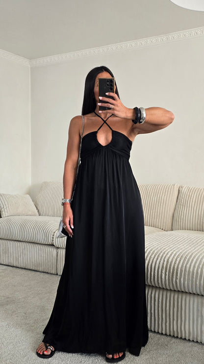 Robe longue dos nu -  noir