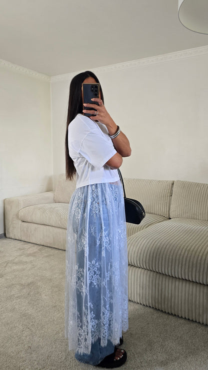 T-shirt dentelle signature – blanc lumineux