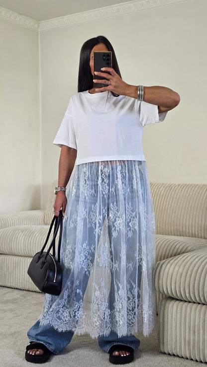 T-shirt dentelle signature – blanc lumineux