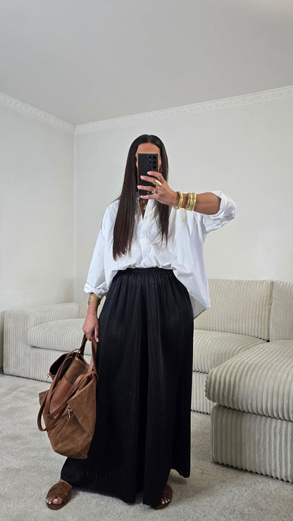 Ensemble satin texturé fluide – noir profond