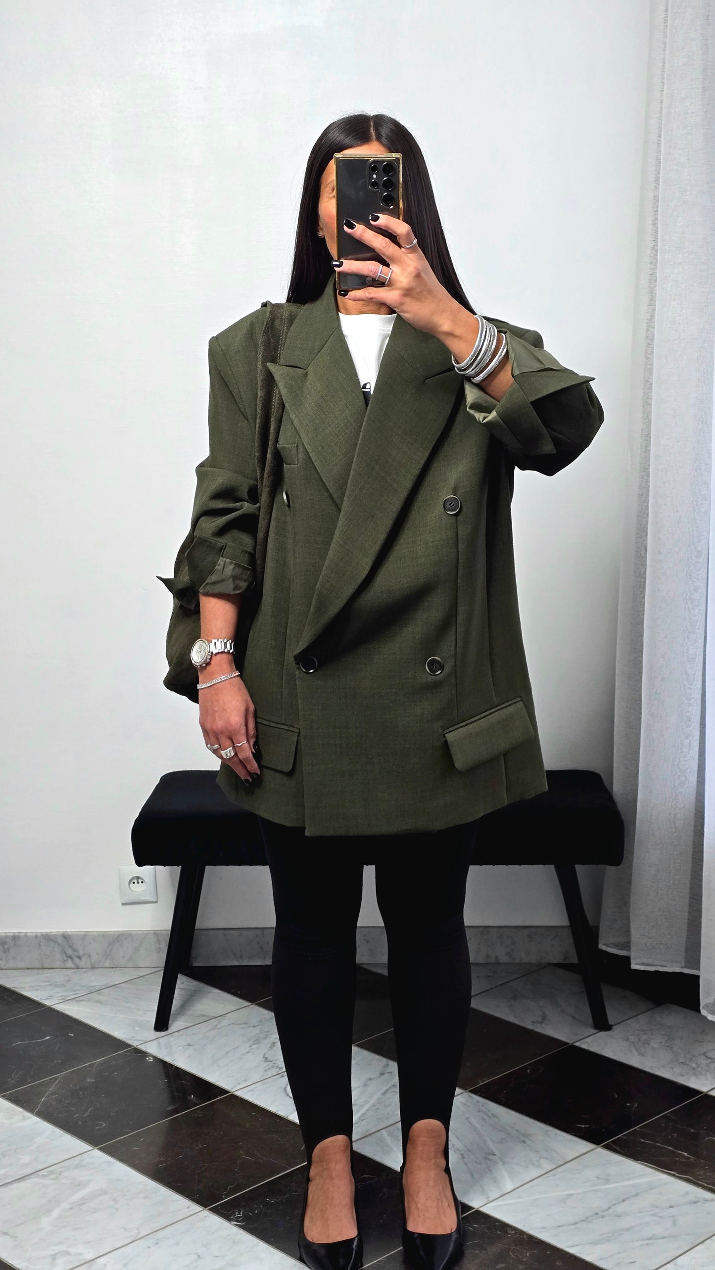 Blazer oversize vert feuille