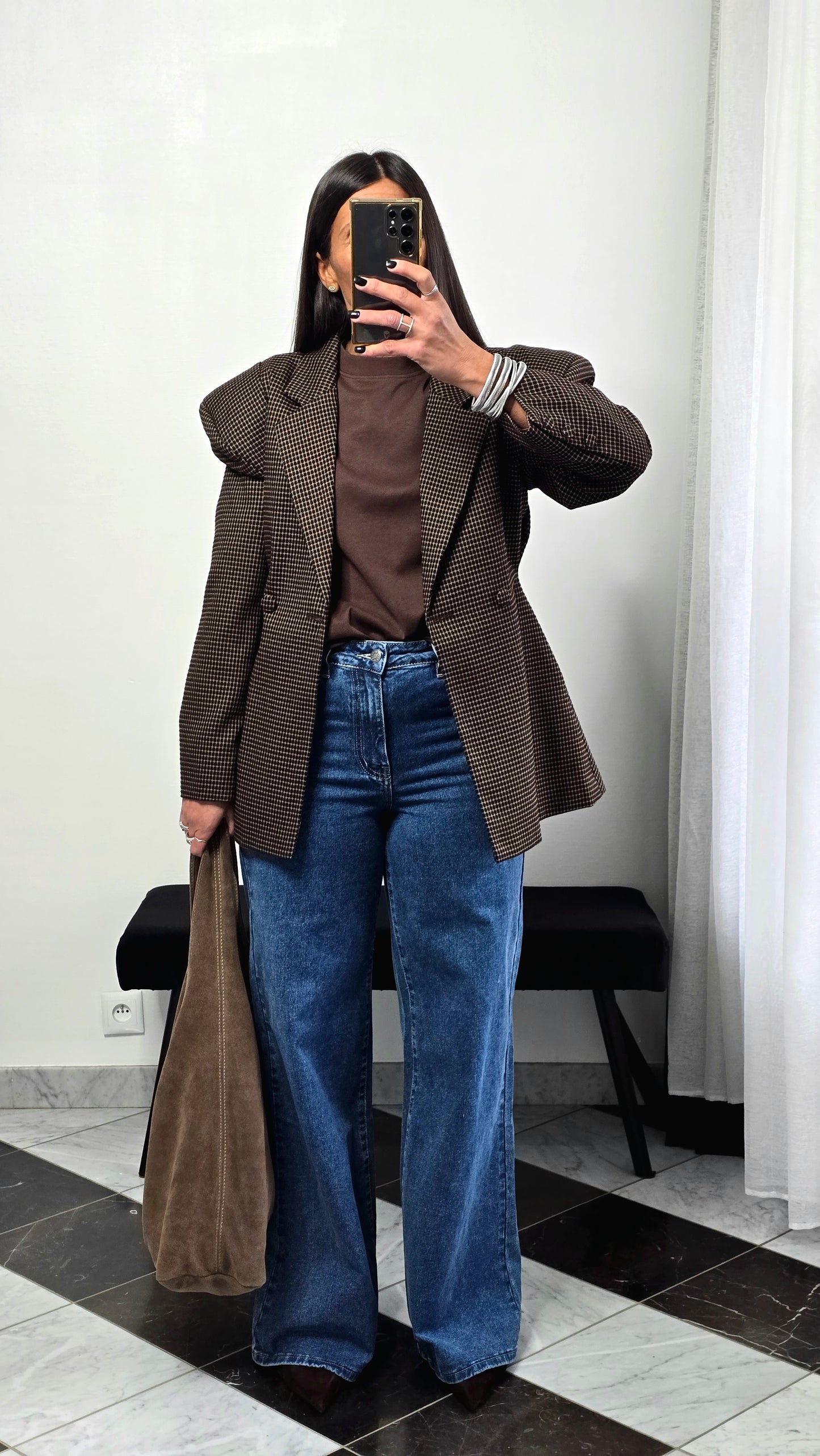 T-shirt à épaulettes chocolat en coton épais