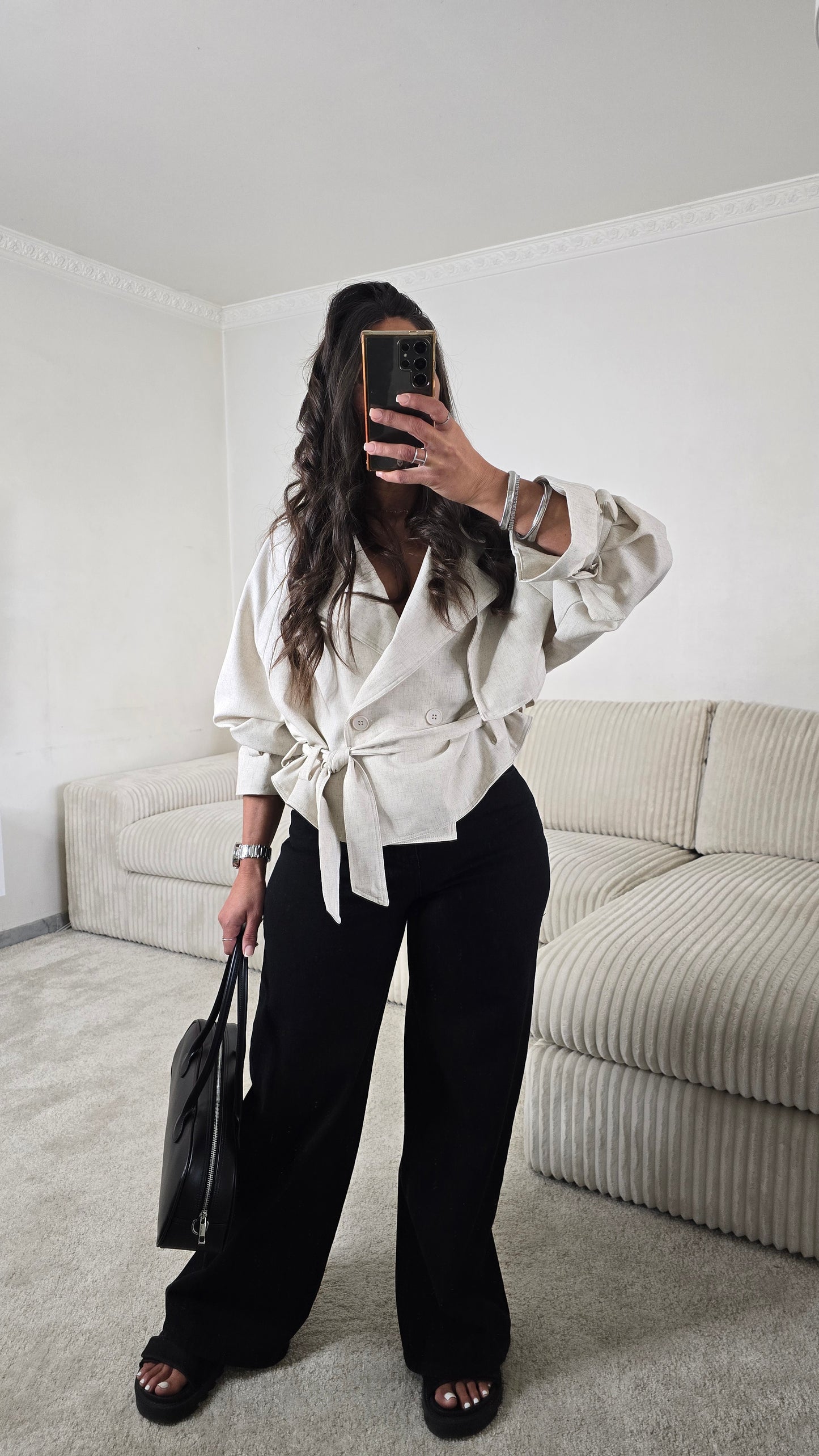 Ensemble signature ceinturé – écru naturel