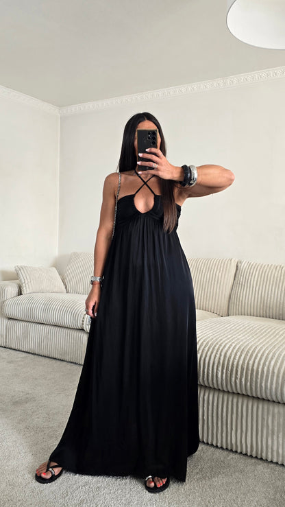 Robe longue dos nu -  noir