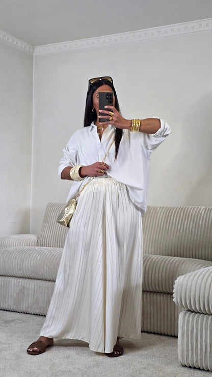 Ensemble satin texturé fluide – écru doux