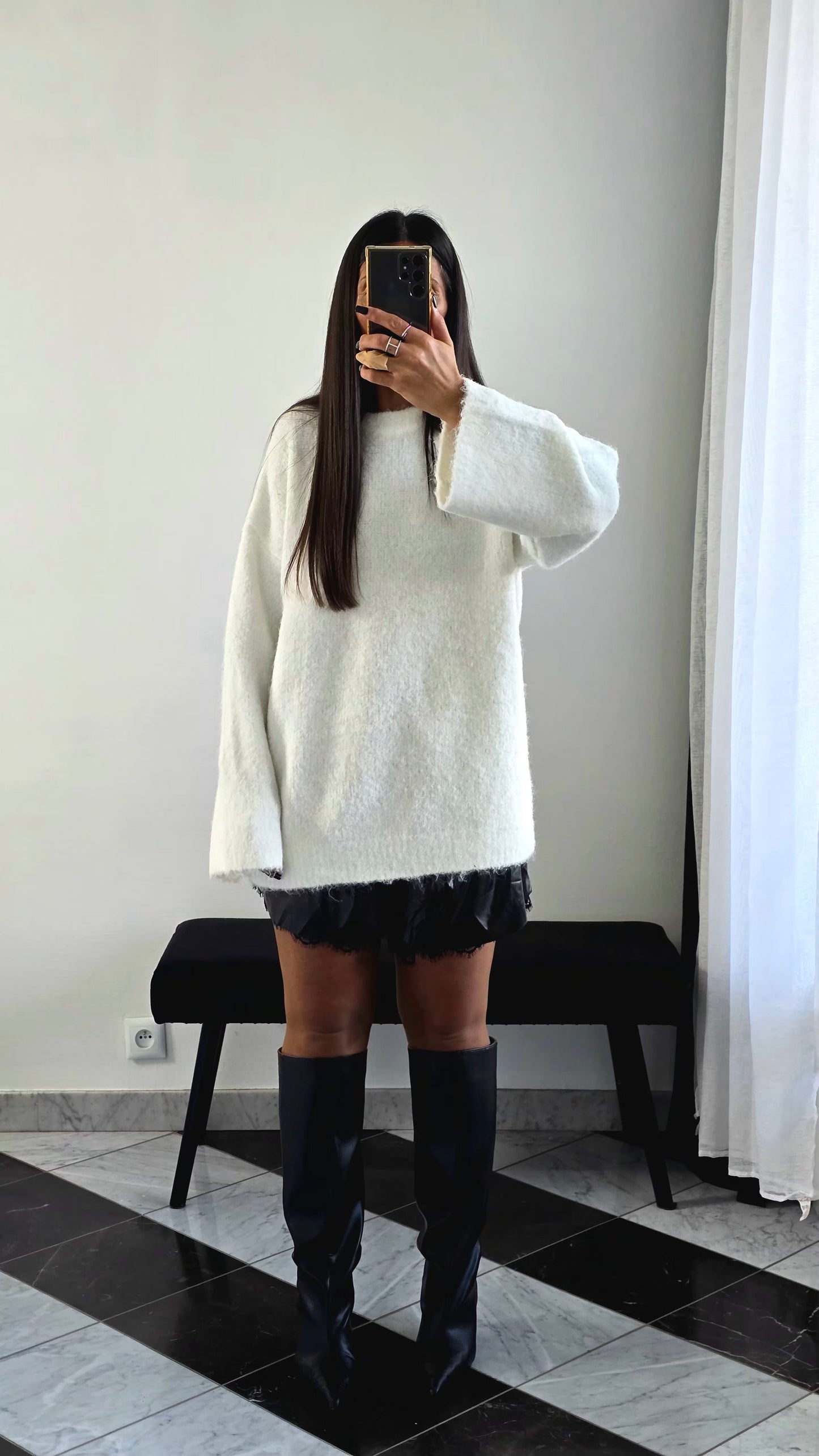 Short Simili & Dentelle Intégrée Noir – Taille Élastique