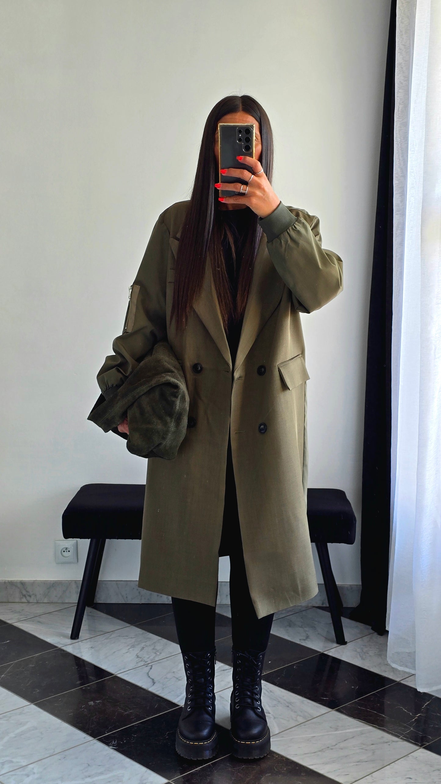 Manteau Long Esprit Blazer Bombers – Kaki