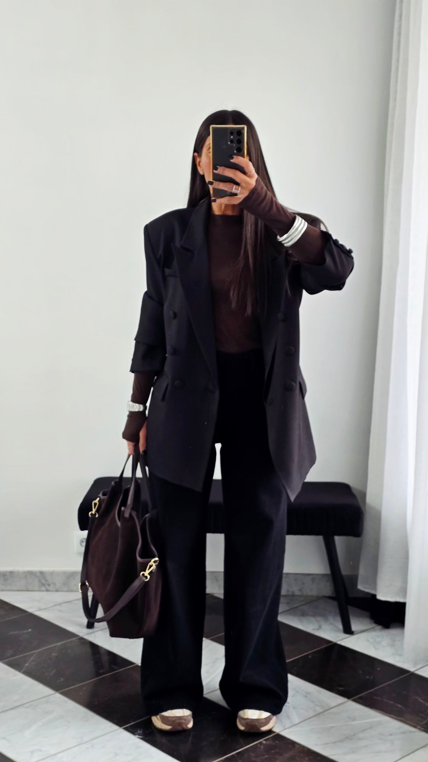 Jean palazzo noir taille haute