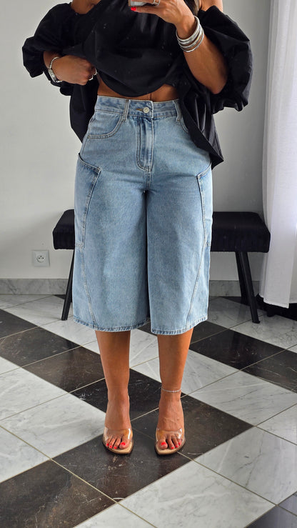Bermuda en jean large - Coupe cargo