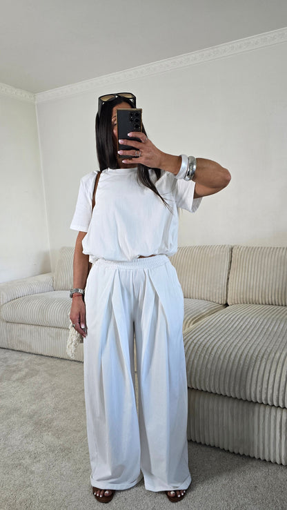 Ensemble jersey coton blanc – silhouette lumineuse & effortless