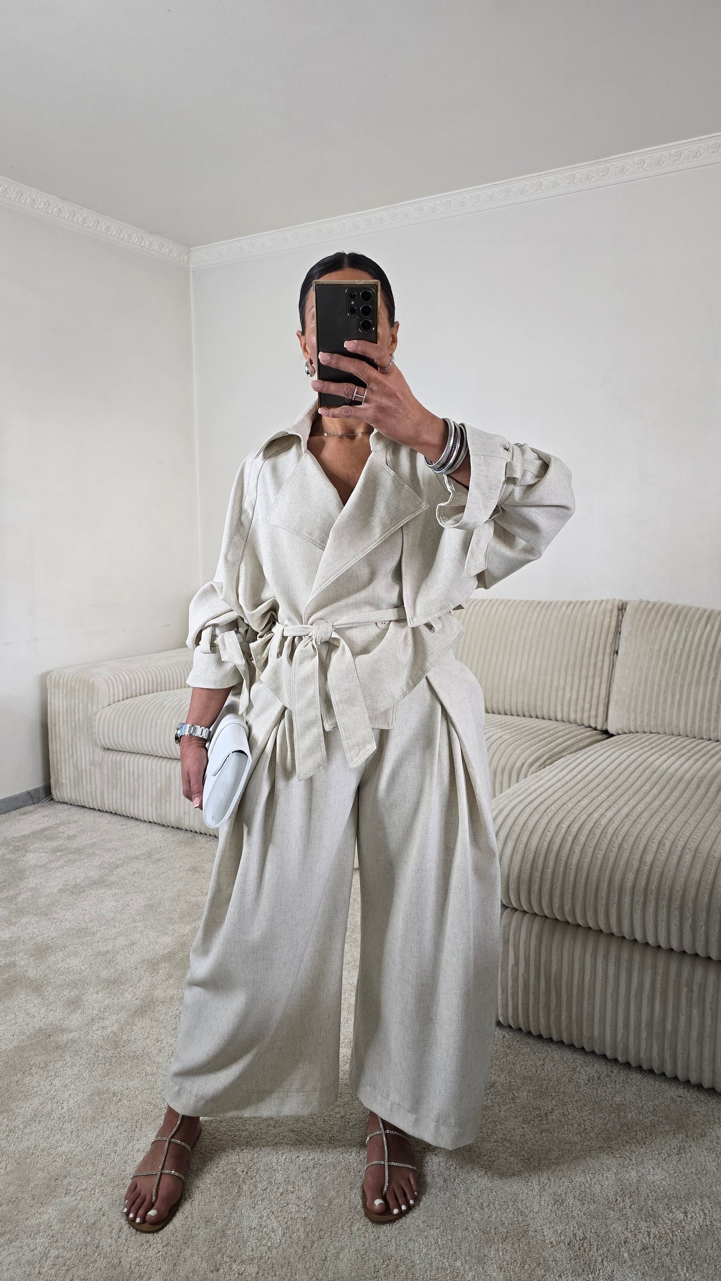 Ensemble signature ceinturé – écru naturel