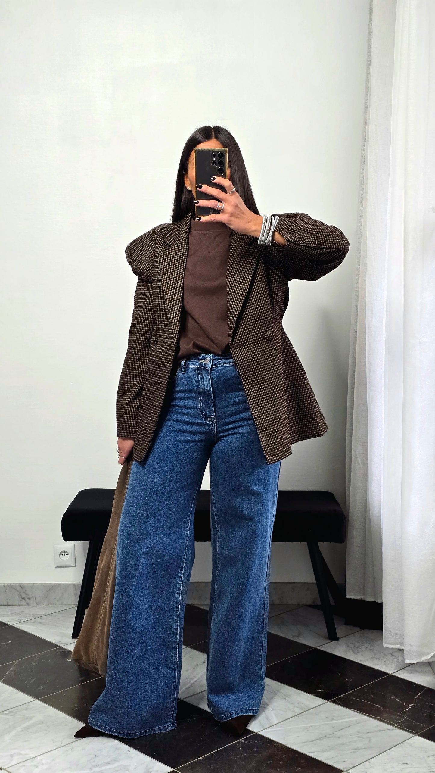 T-shirt à épaulettes chocolat en coton épais