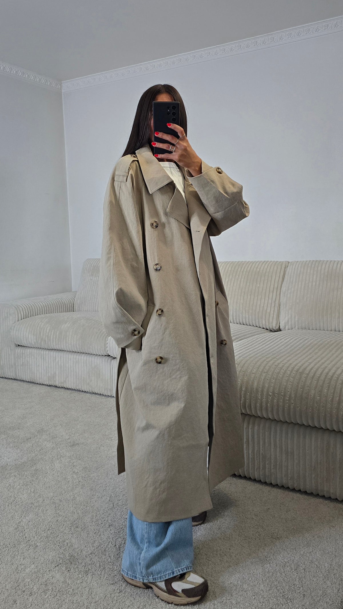 Trench long oversize beige sable