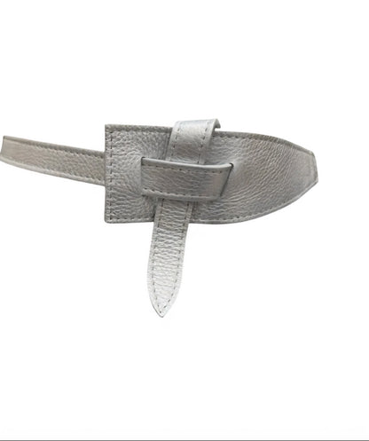 Ceinture en cuir – argent métallisé