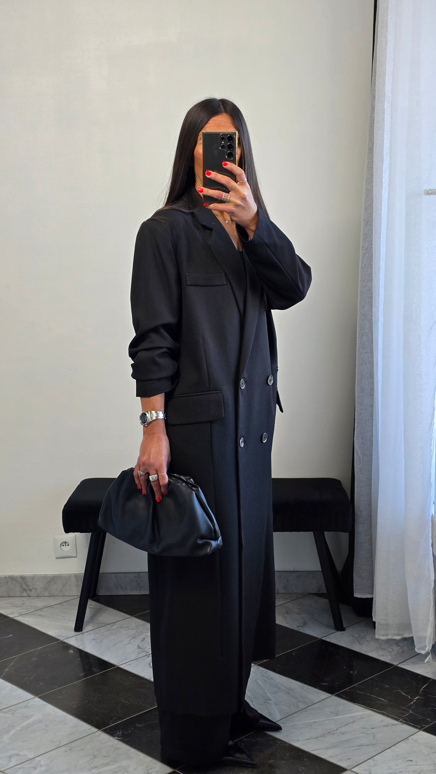 Blazer long oversize noir – coupe signature SOÉLA
