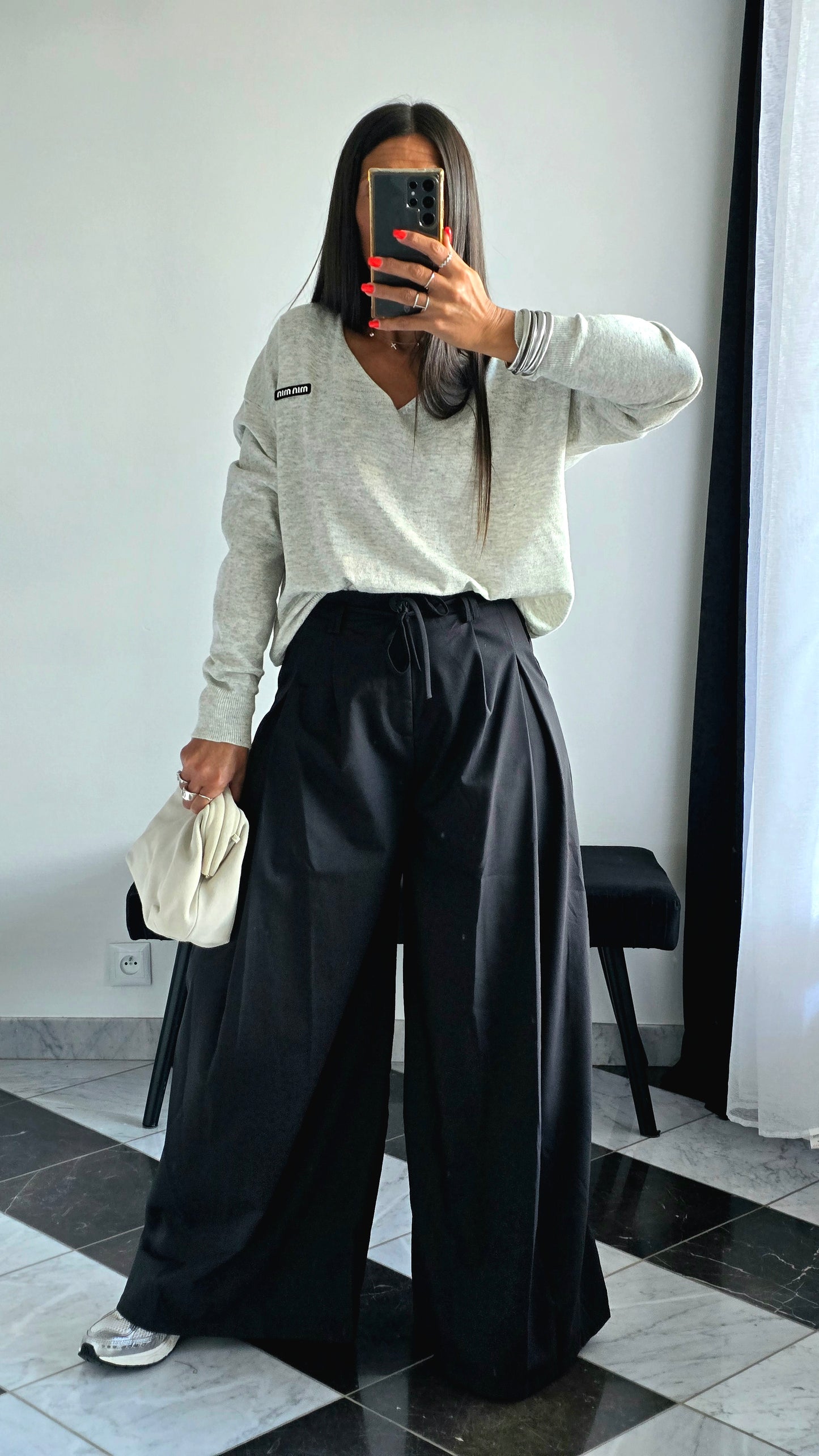 Sac pochette rigide – Écru