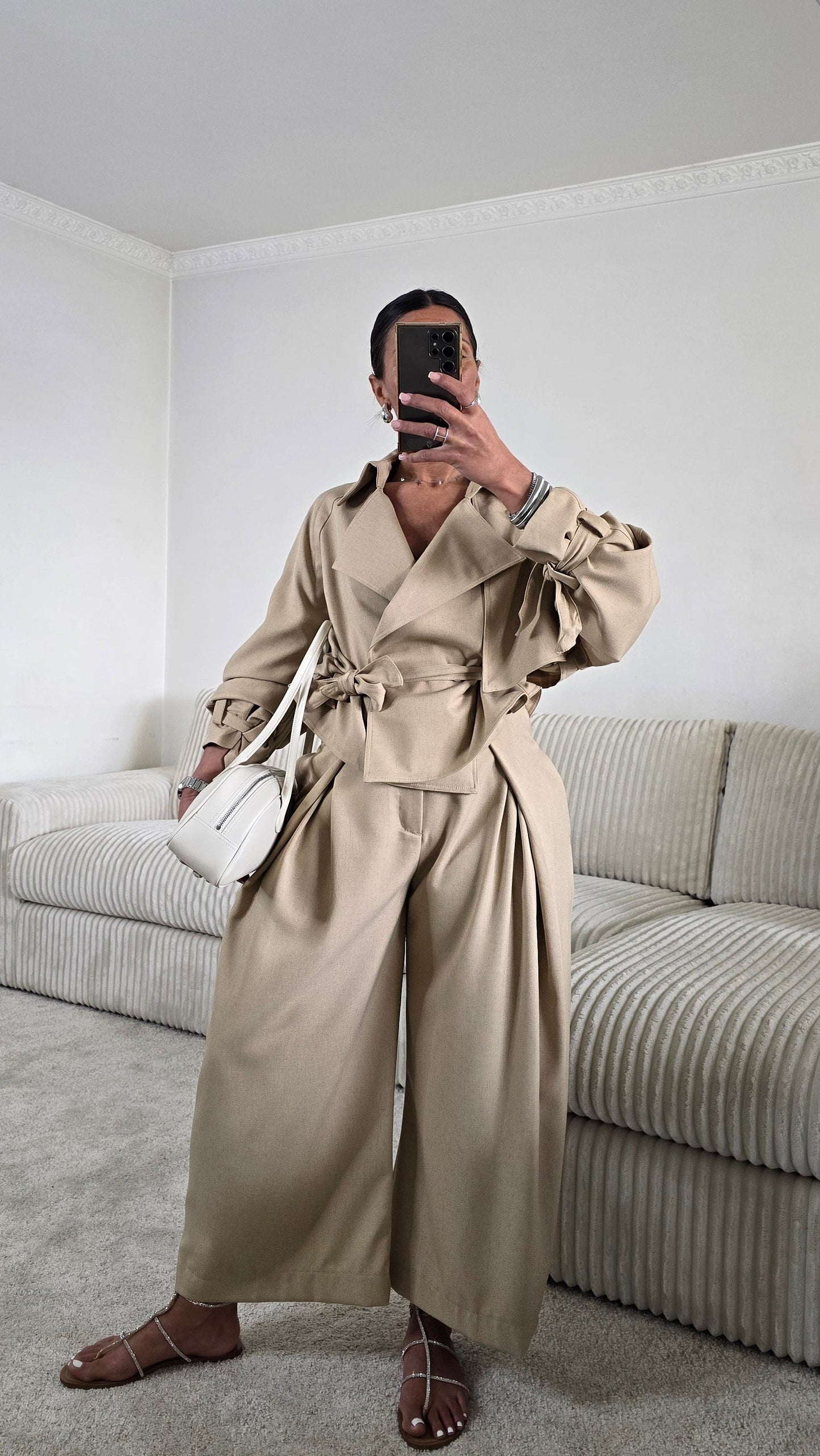 Ensemble signature ceinturé – beige sable