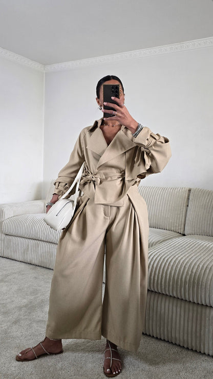 Ensemble signature ceinturé – beige sable