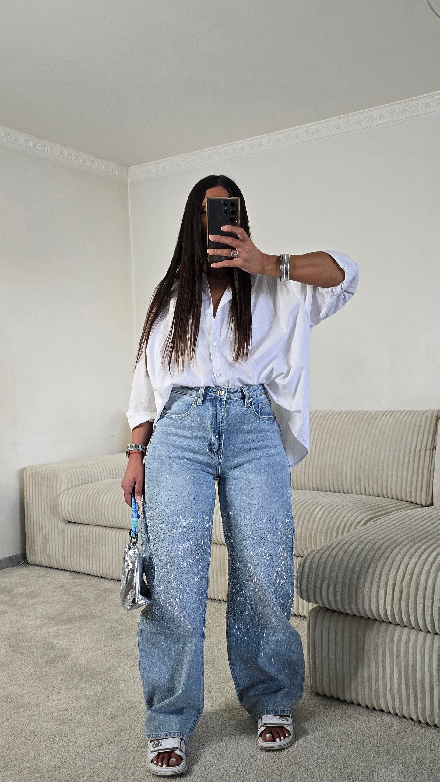 Jean strass signature – denim lumineux