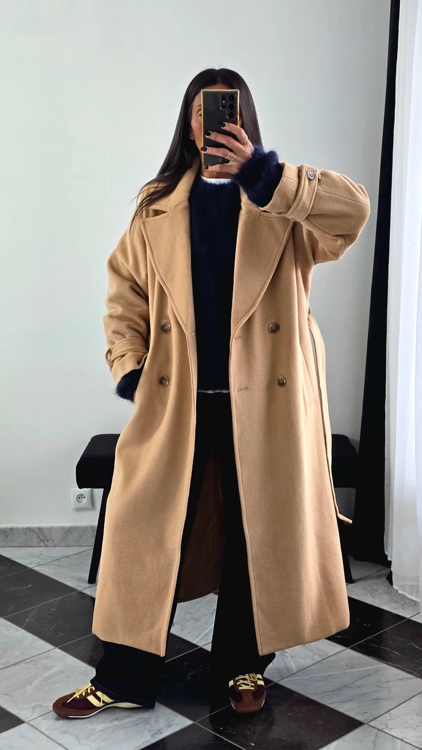 Manteau Long Ceinturé – Camel