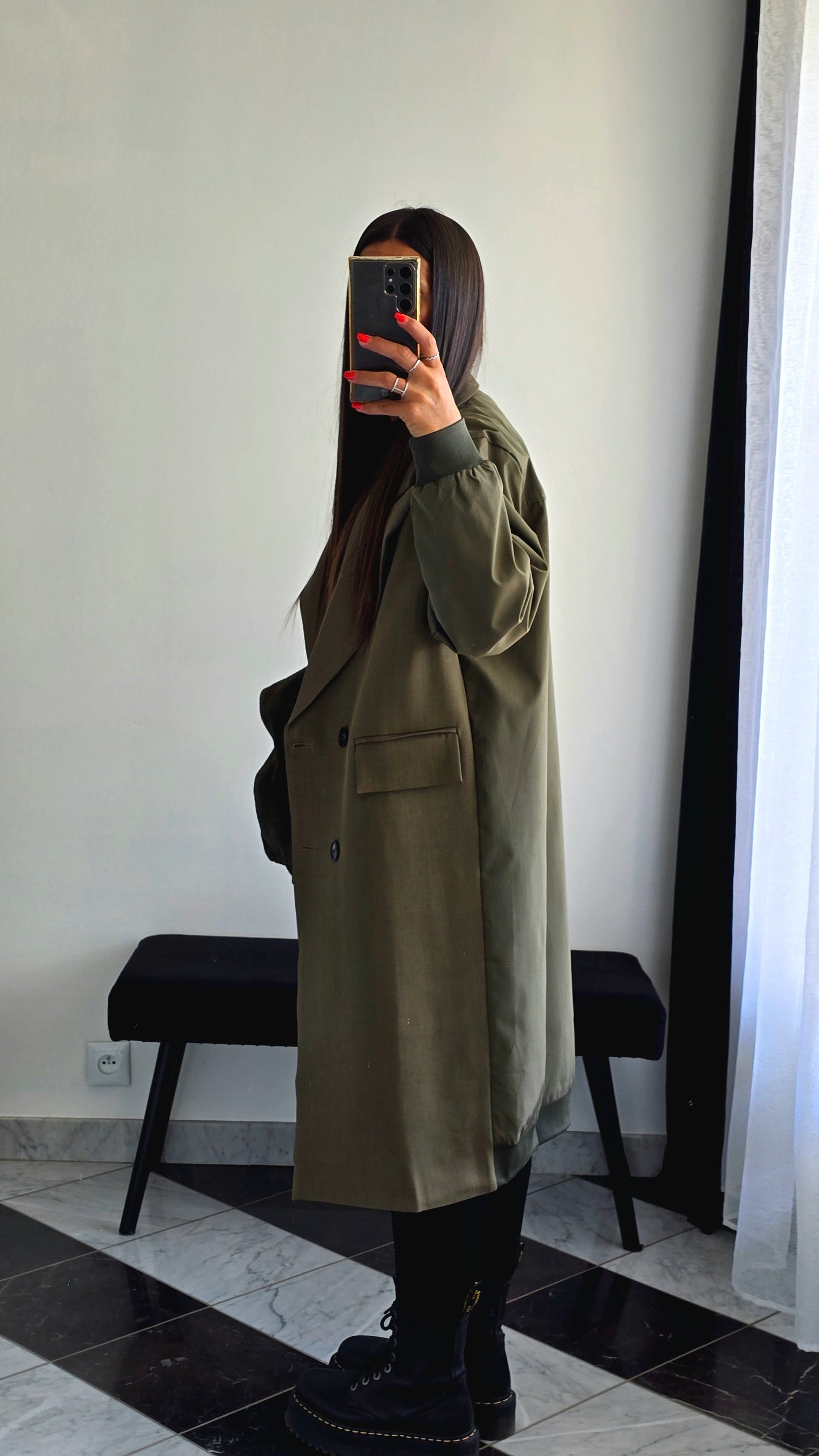 Manteau Long Esprit Blazer Bombers – Kaki