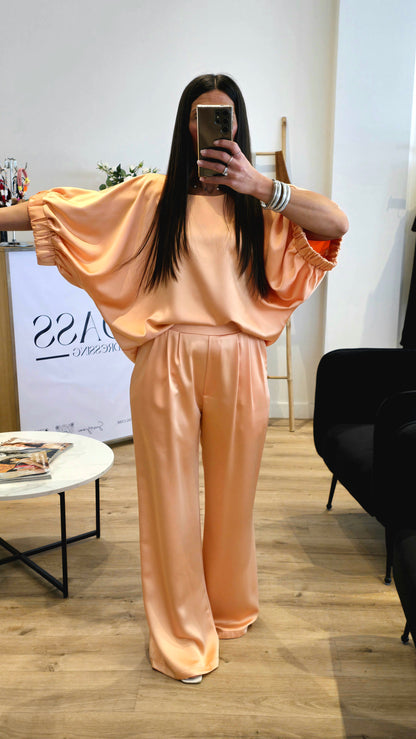 Tunique Satinée Pêche – Coupe Ample ⭐️ PRENIUM ⭐️