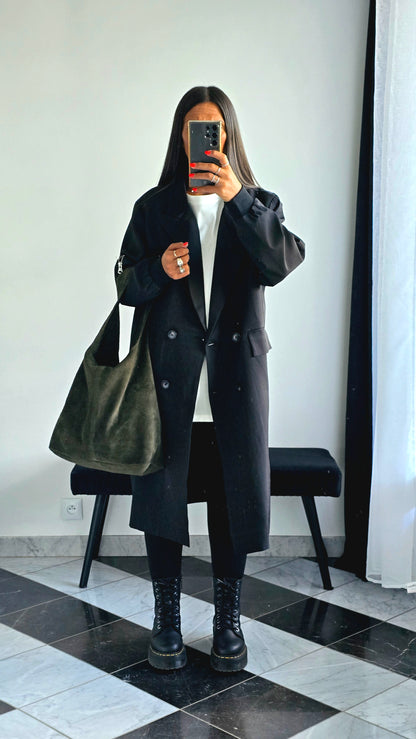 Manteau Long Esprit Blazer Bombers – Noir