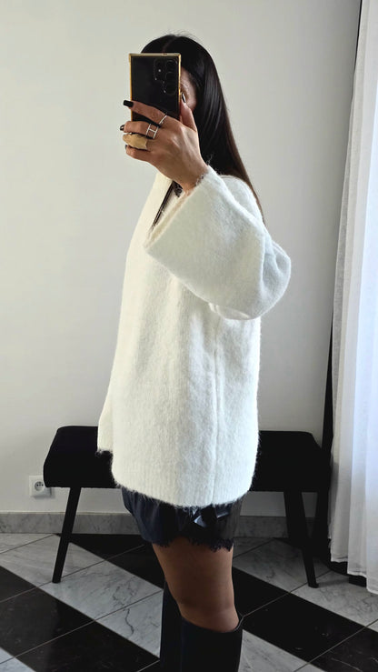Pull Oversize Ultra-Doux – Blanc Neige