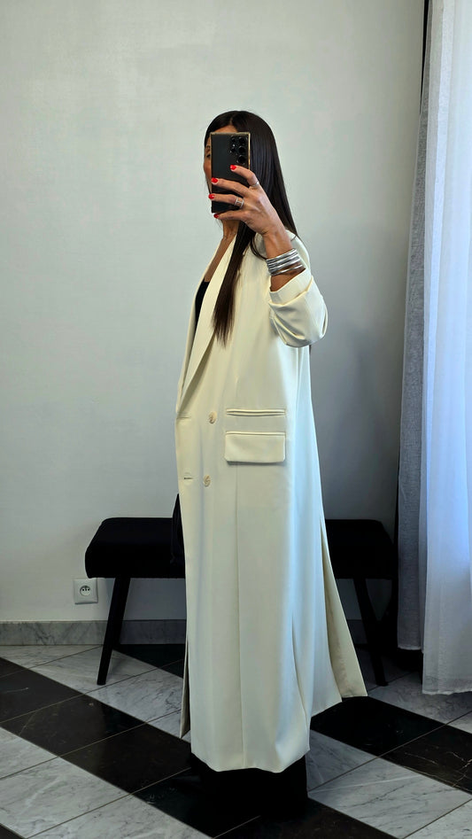 Blazer long oversize écru – coupe signature SOÉLA