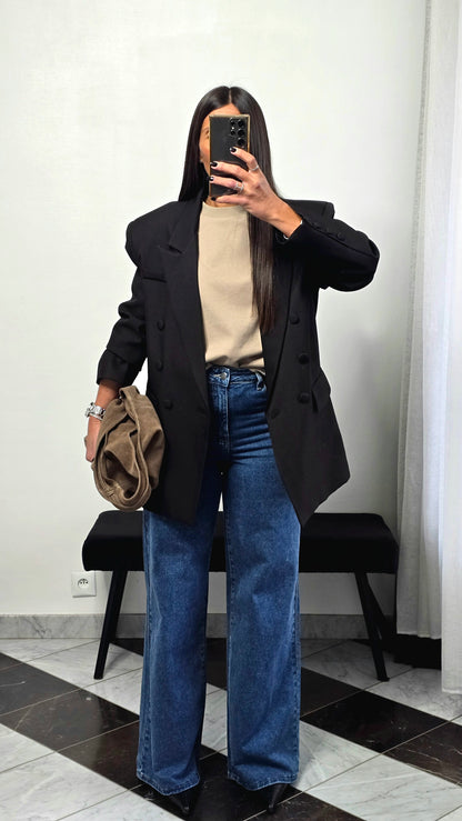 T-shirt à épaulettes taupe en coton épais