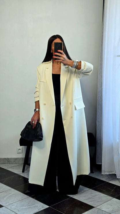 Blazer long oversize écru – coupe signature SOÉLA